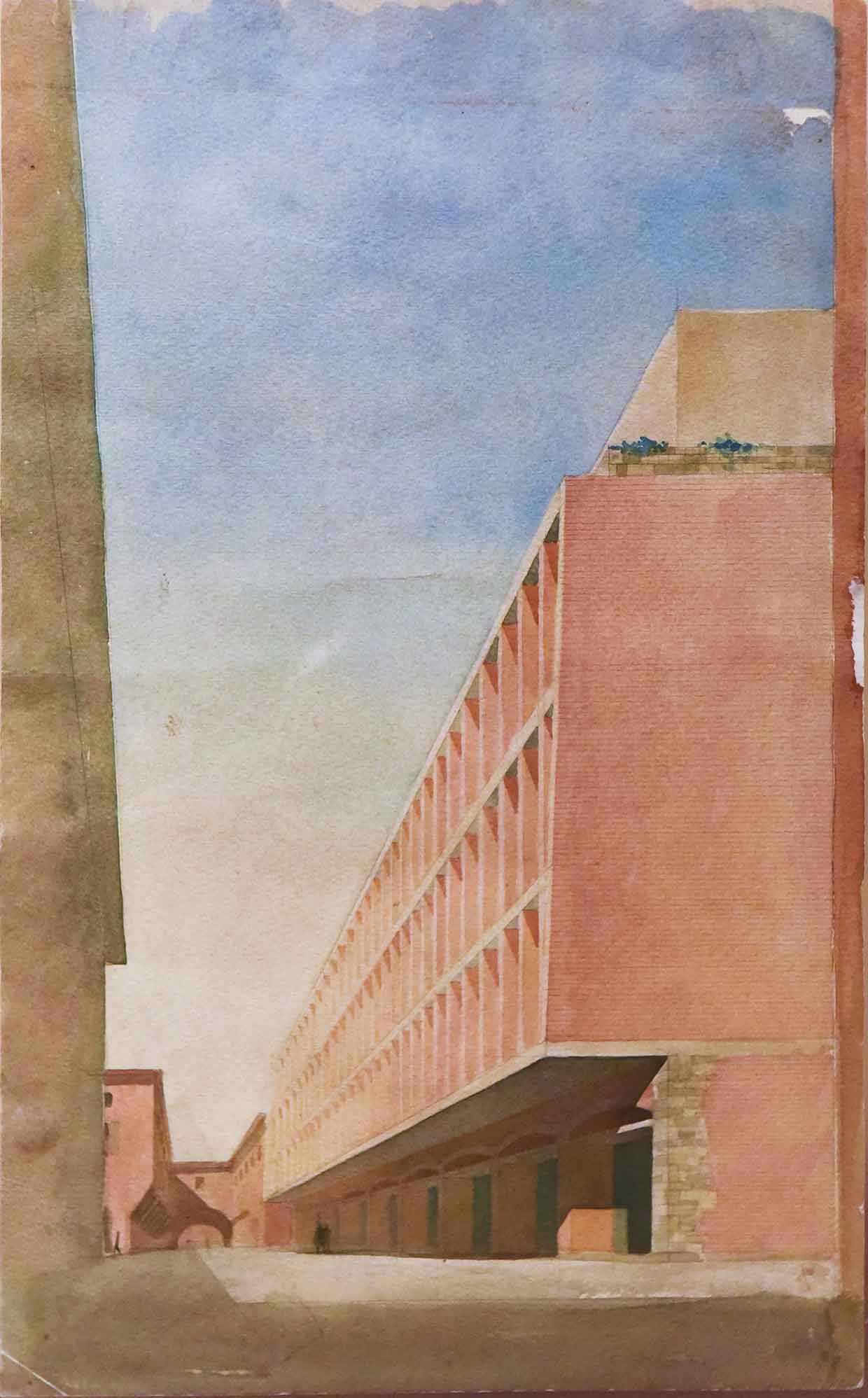 Galleria Cavour 1959 vista da via de’ Foscherari (Bologna), acquerello dell’Ingegner Giorgio Pizzighini