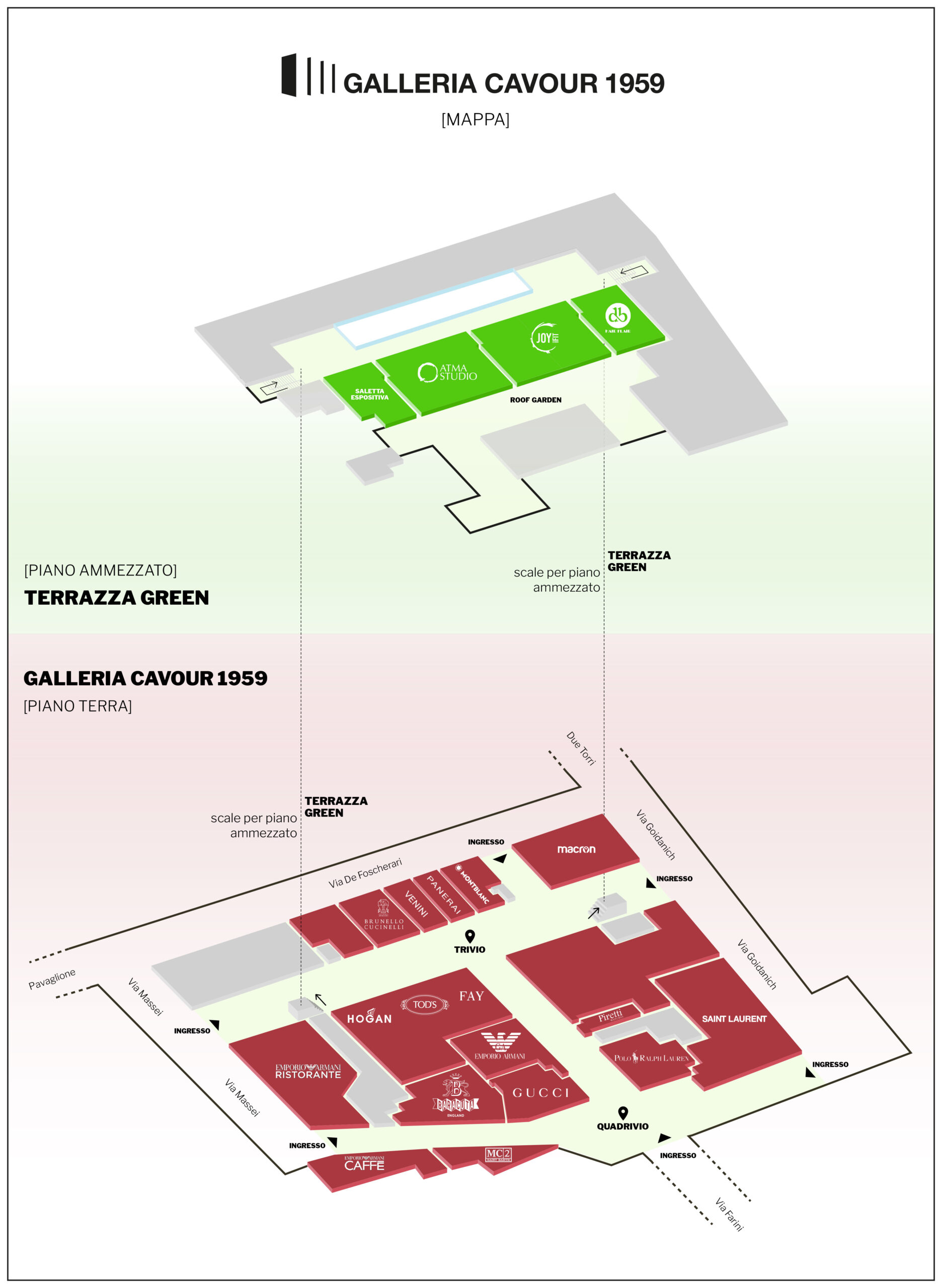 Mappa di Galleria Cavour 1959
